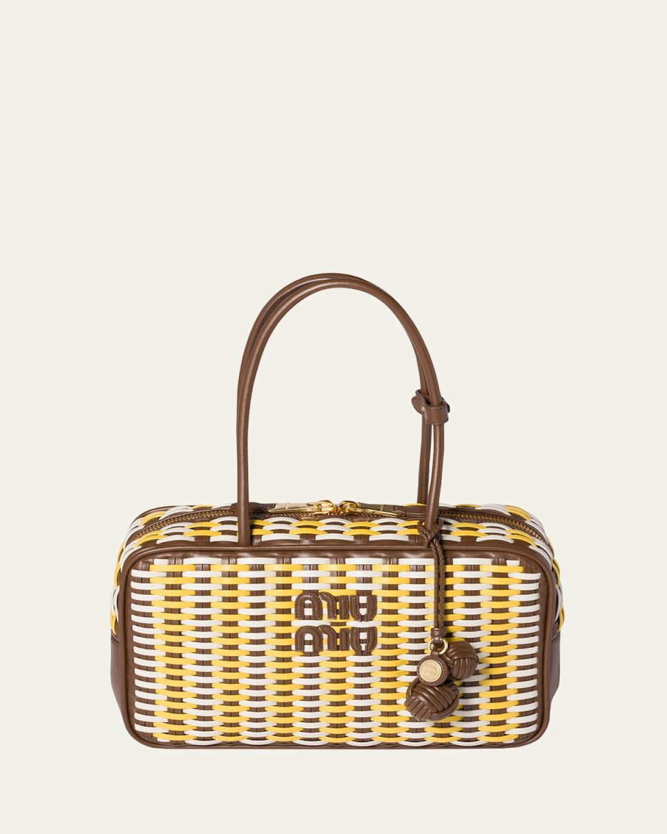 Beau Woven Leather Top-Handle Bag